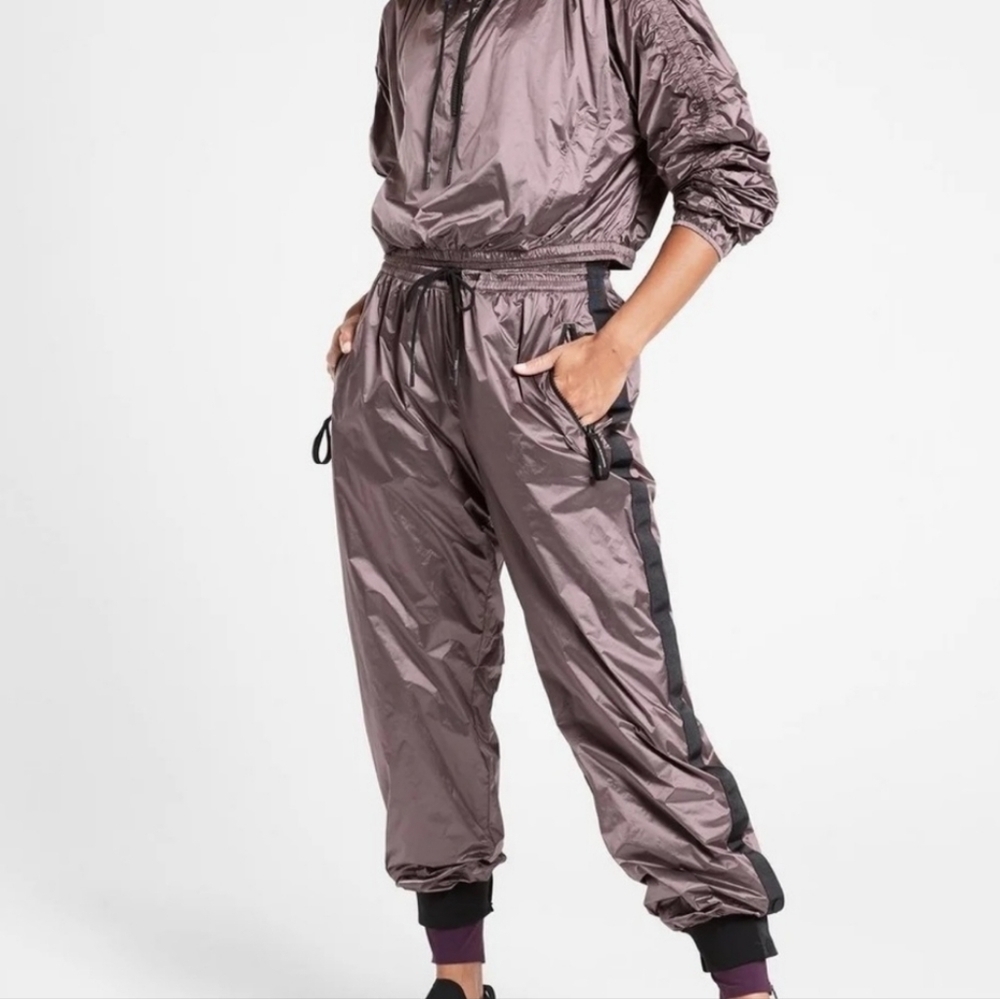 ATHLETA x Allyson Felix, Legend Luxe Track Pant, Black/Dark Purple Grey, Size SP - Picture 1 of 16
